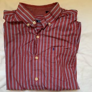Izod men’s large red and blue and white striped shirt - business casual